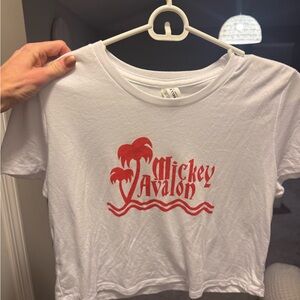 Bella Canvas White cropped Tee with Red Graphic Mickey Avalon